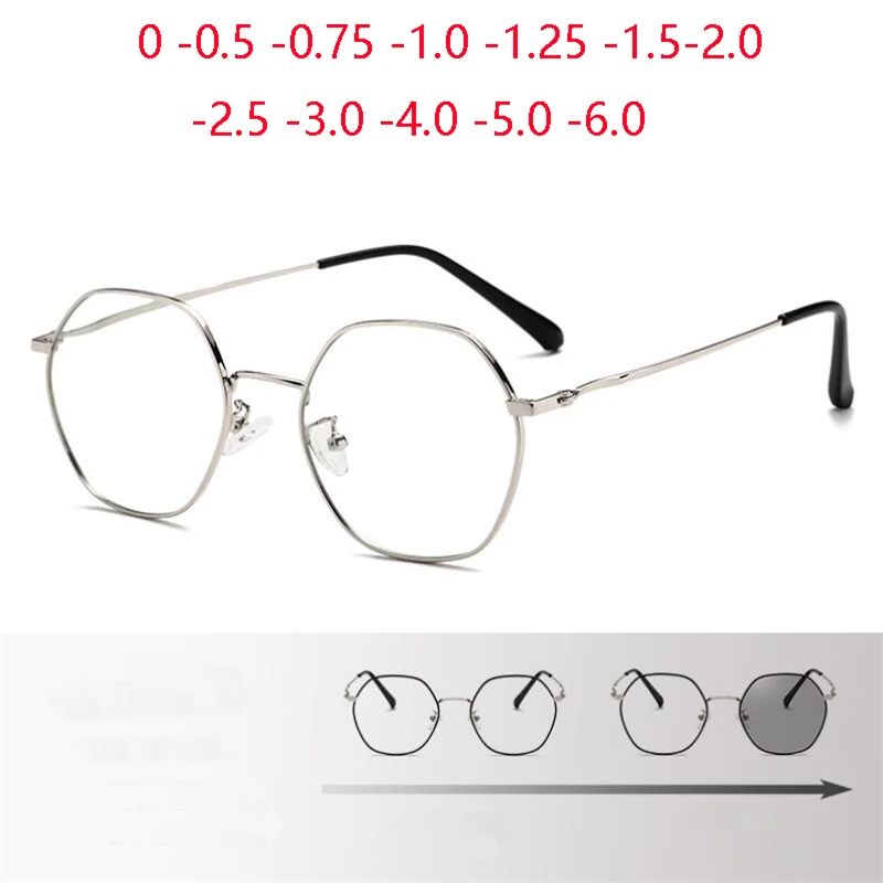 Metal Polygon Chameleon Myopia Eyeglasses Outdoor Shade Anti-UV Sun Photochromic Gray Prescription Spectacle 0 -0.5 -0.75 To -6
Metal Polygon Chameleon Myopia Eyeglasses Outdoor Shade Anti-UV Sun Photochromic Gray Prescription Spectacle 0 -0.5 -0.75 To -6