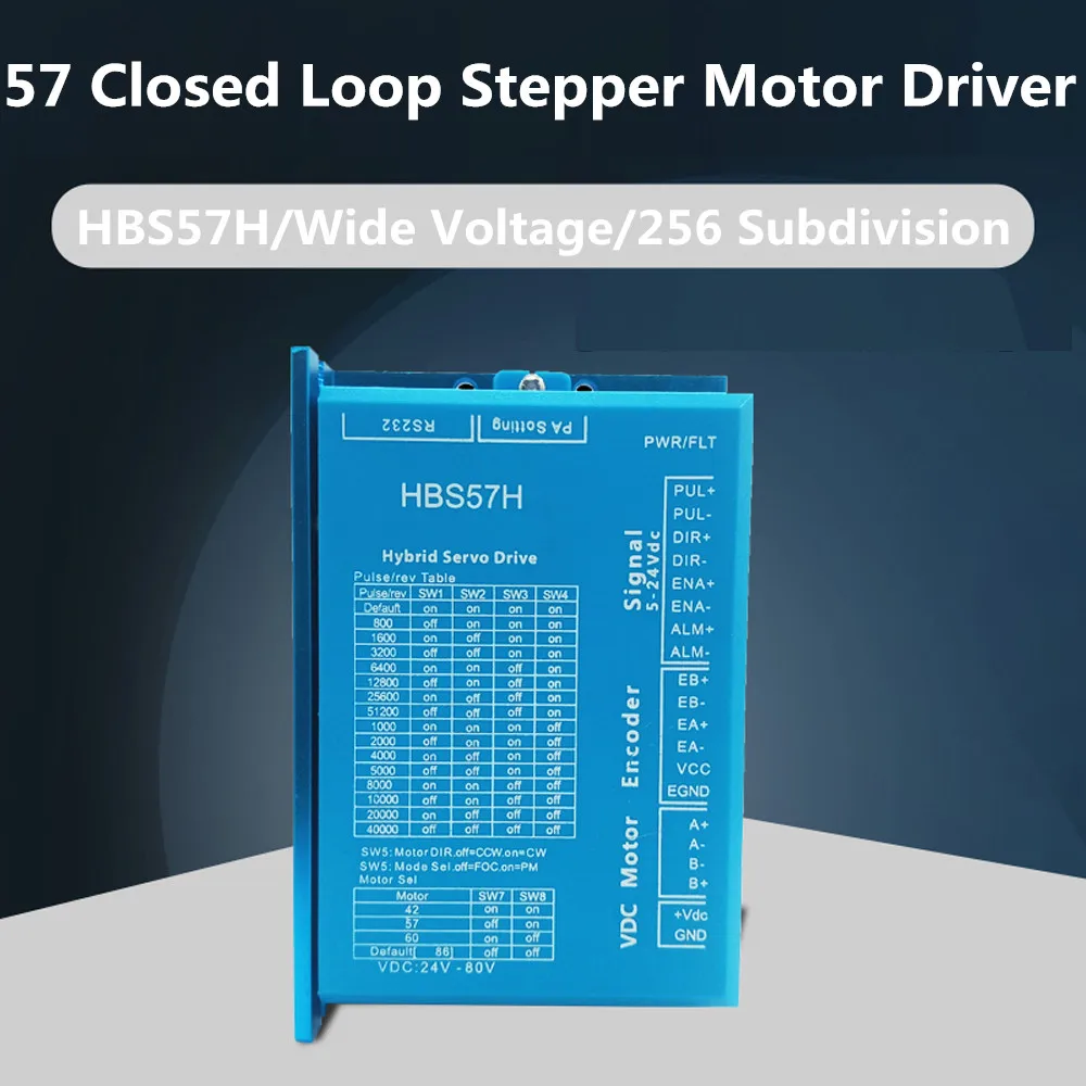 DC24-80V 5A Hybrid Step Servo Drive HBS57H Closed Loop Servo Motor Driver with RS232 Single & Double Pulse Control Motor Driver
DC24-80V 5A Hybrid Step Servo Drive HBS57H Closed Loop Servo Motor Driver with RS232 Single & Double Pulse Control Motor Driver