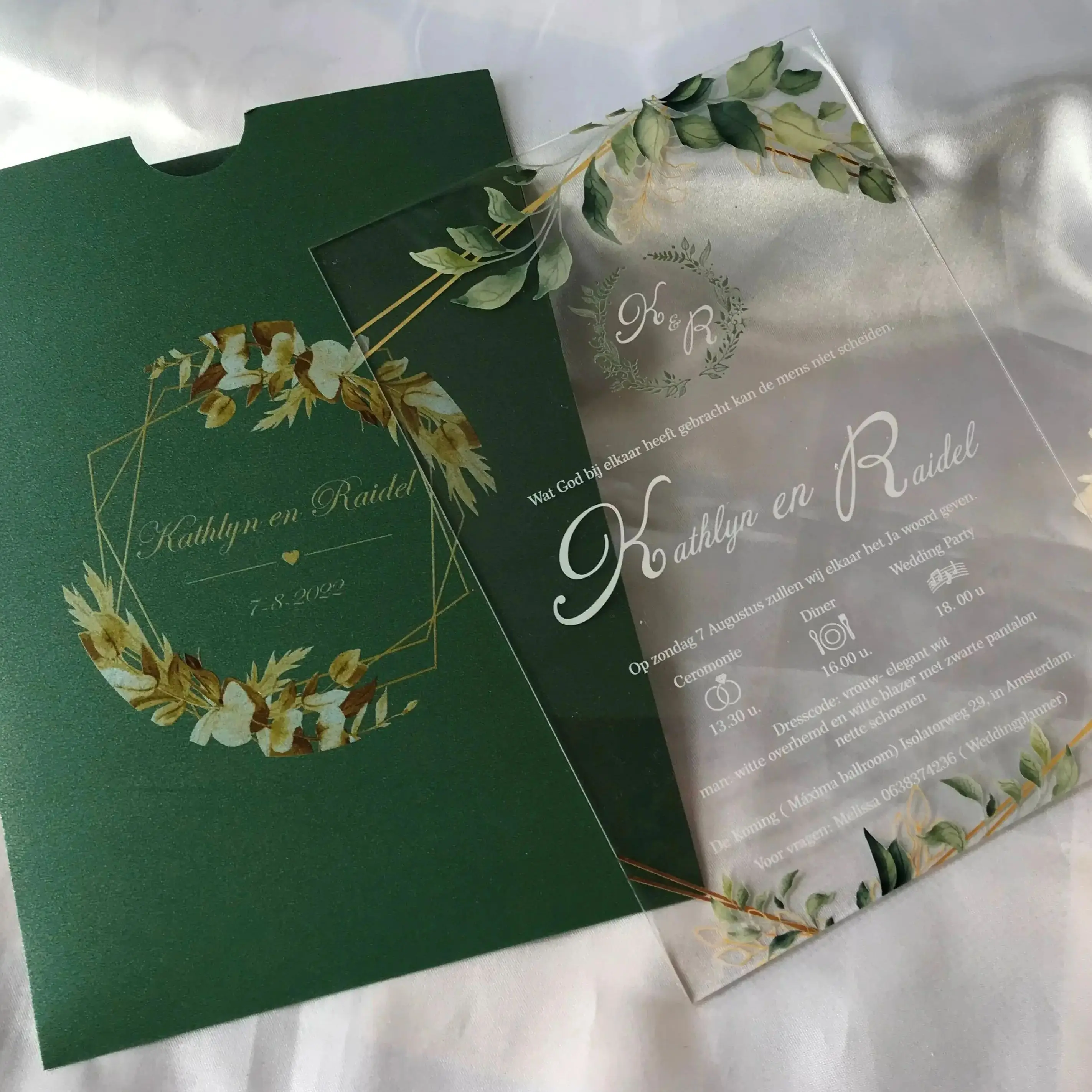 Custom Acrylic Wedding Invitation,Black Green Pocket Envelope, Transparent Invitation,Green Leaves, 10Pcs
Custom Acrylic Wedding Invitation,Black Green Pocket Envelope, Transparent Invitation,Green Leaves, 10Pcs