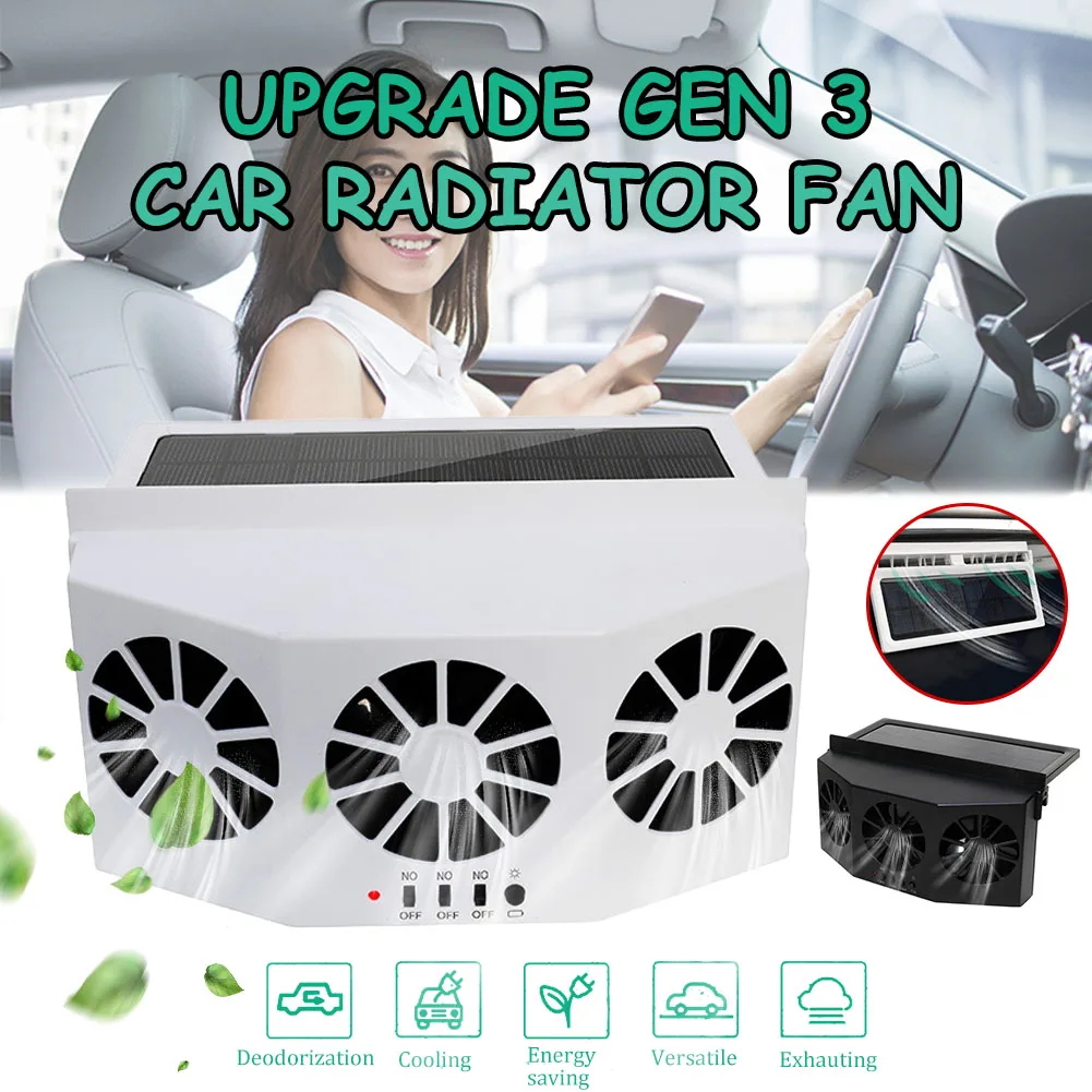 Solar Power Car Fan 3-Fan Car Exhaust Fan Air Purifier Car Radiator Fan Front/Rear Window Air Vent with Rechargeable Battery
Solar Power Car Fan 3-Fan Car Exhaust Fan Air Purifier Car Radiator Fan Front/Rear Window Air Vent with Rechargeable Battery
