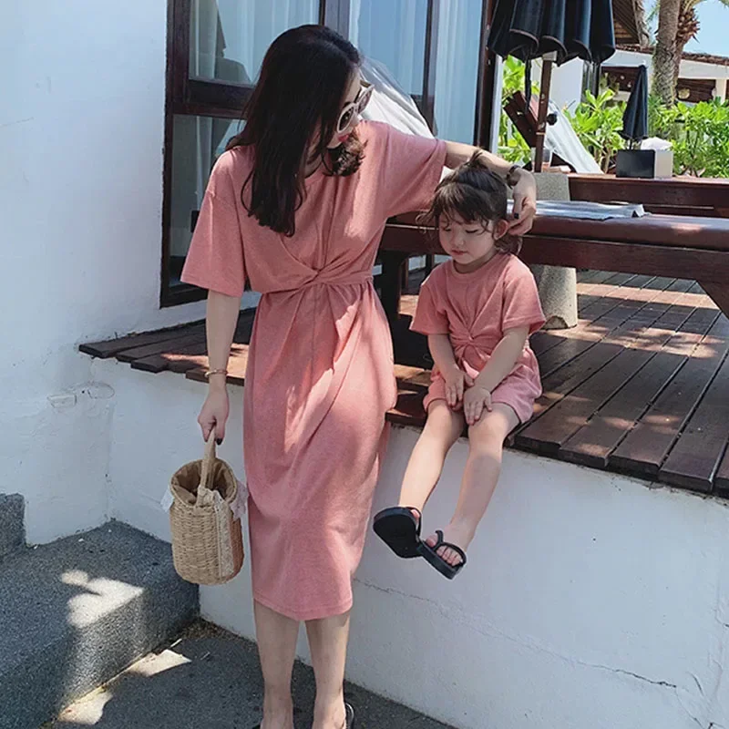 

Summer Short Sleeve Mother Daughter Dresses Mommy and Me Outfit Family Matching Clothes Outfits Women Girls Dress Family Dress