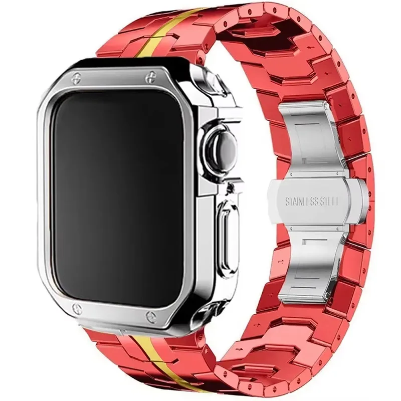Stainless Steel Band+TPU Cover Case for Apple Watch 49mm 40mm 45mm 44mm 41 Strap+case for Series 9 8 7 6 5 4 SE Ultra Watchband Stainless Steel Band+TPU Cover Case for Apple Watch 49mm 40mm 45mm 44mm 41 Strap+case for Series 9 8 7 6 5 4 SE Ultra Watchband