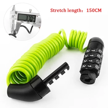 자전거 자물쇠, 4 자리 조합 코드, 강철 케이블 보안 암호, 사이클링 자전거 헬멧 자물쇠, 휴대용 케이블 배낭 자물쇠 상품 이미지