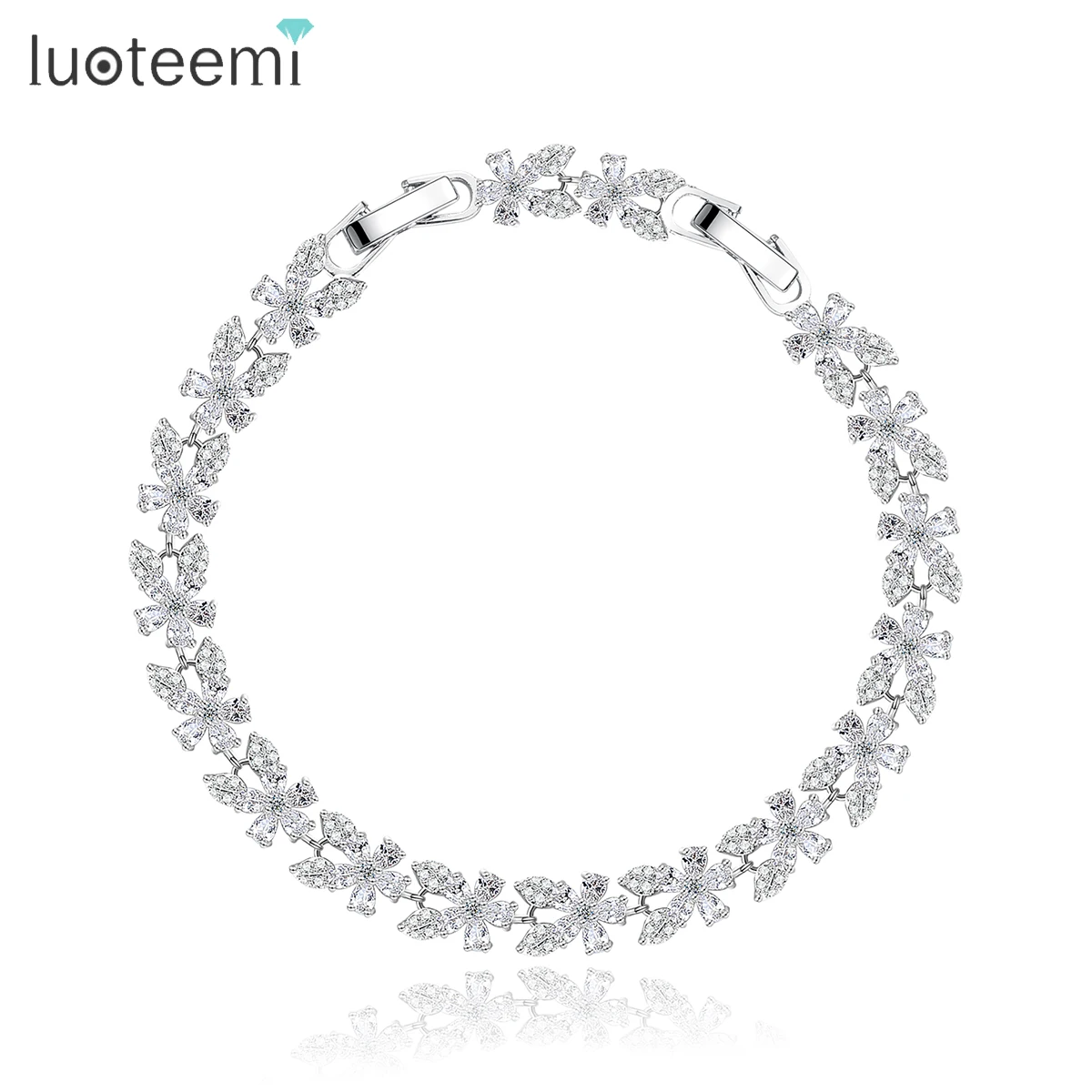 LUOTEEMI Flower Cubic Zirconia Tennis Bracelet For Women Stunning CZ Extension Adjustable Wedding Bridal Engagement Accessories
LUOTEEMI Flower Cubic Zirconia Tennis Bracelet For Women Stunning CZ Extension Adjustable Wedding Bridal Engagement Accessories