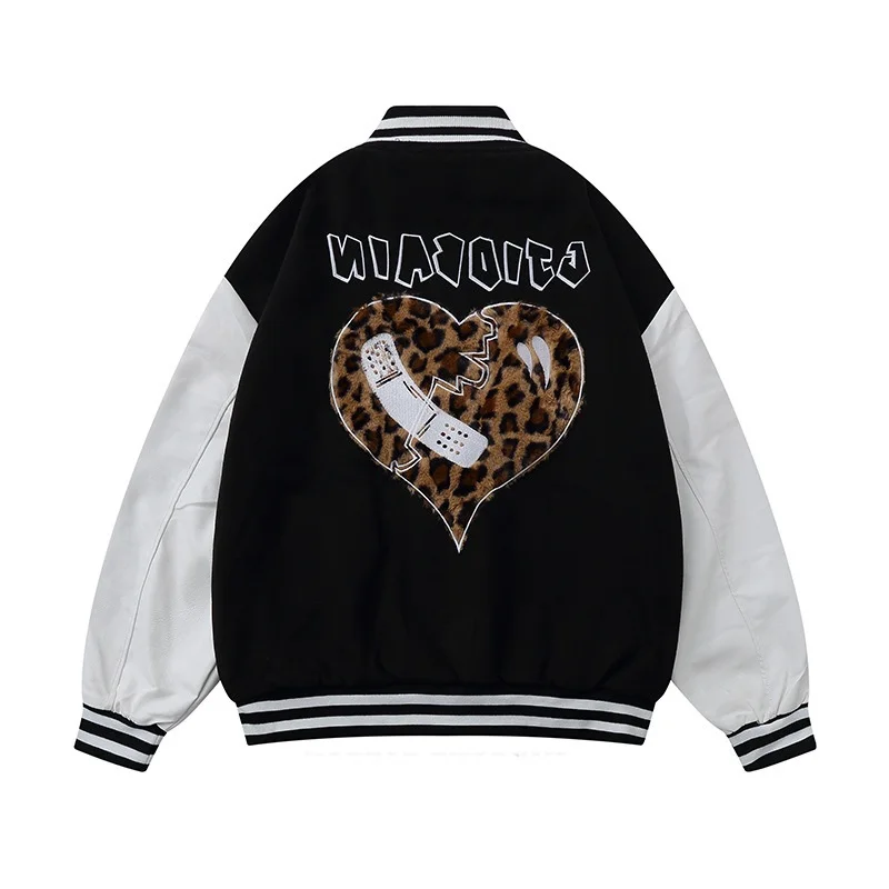 2022 Baseball Varsity Jacket Men Heart Leopard Print College Coats Patchwork Oversized Leather Jackets Couple Hip Hop Streetwear
2022 Baseball Varsity Jacket Men Heart Leopard Print College Coats Patchwork Oversized Leather Jackets Couple Hip Hop Streetwear