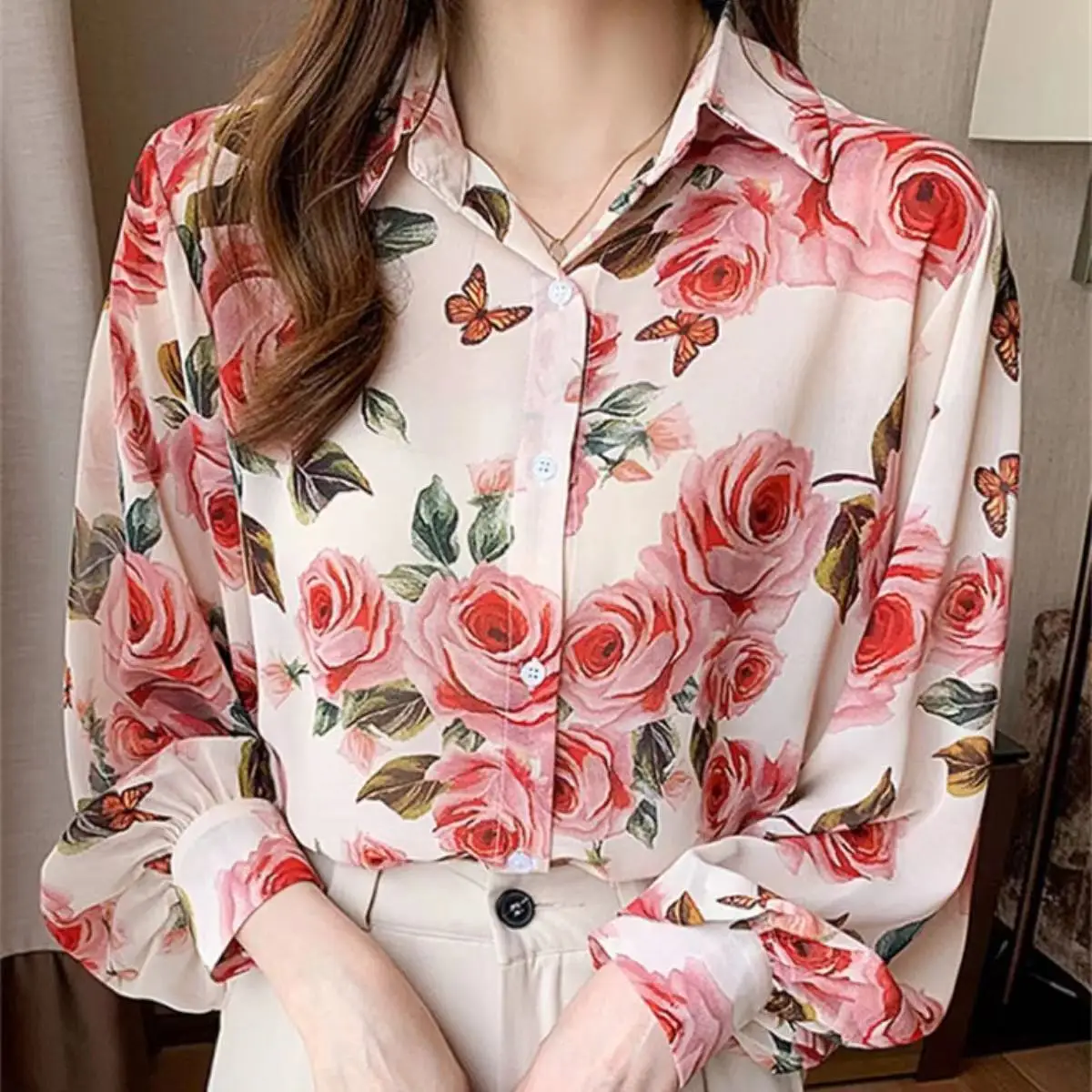 Rose Printed Women's Shirt Blouse 2023 New Autumn Style Long Sleeved Elegant Top Shirt Blusa Female
Rose Printed Women's Shirt Blouse 2023 New Autumn Style Long Sleeved Elegant Top Shirt Blusa Female