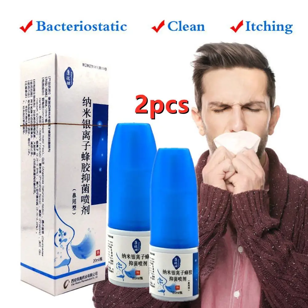 

2pcs Nano Silver Ion Propolis Antibacterial Spray Nasal Apparatus Cure Spray Health Rhinitis Nose Sinusitis Anti-snore Bottle