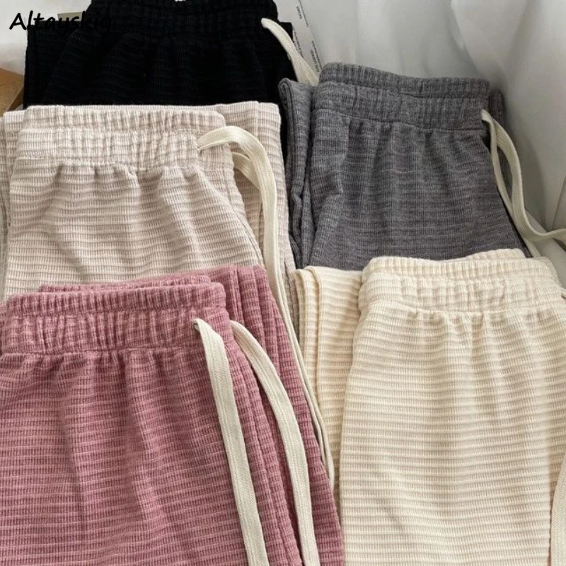 

Женские шикарные широкие брюки, мешковатые простые нежные женские повседневные универсальные брюки Ulzzang с высокой талией для отдыха, колледжа в стиле Харадзюку, Осень-зима