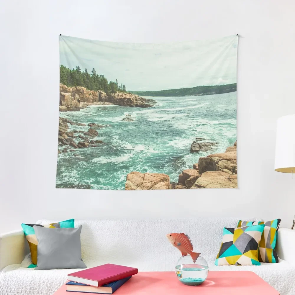 

Acadia Coastline - National Park Ocean Tapestry Wallpapers Home Decor Cute Room Things Nordic Home Decor Wall Decor Tapestry