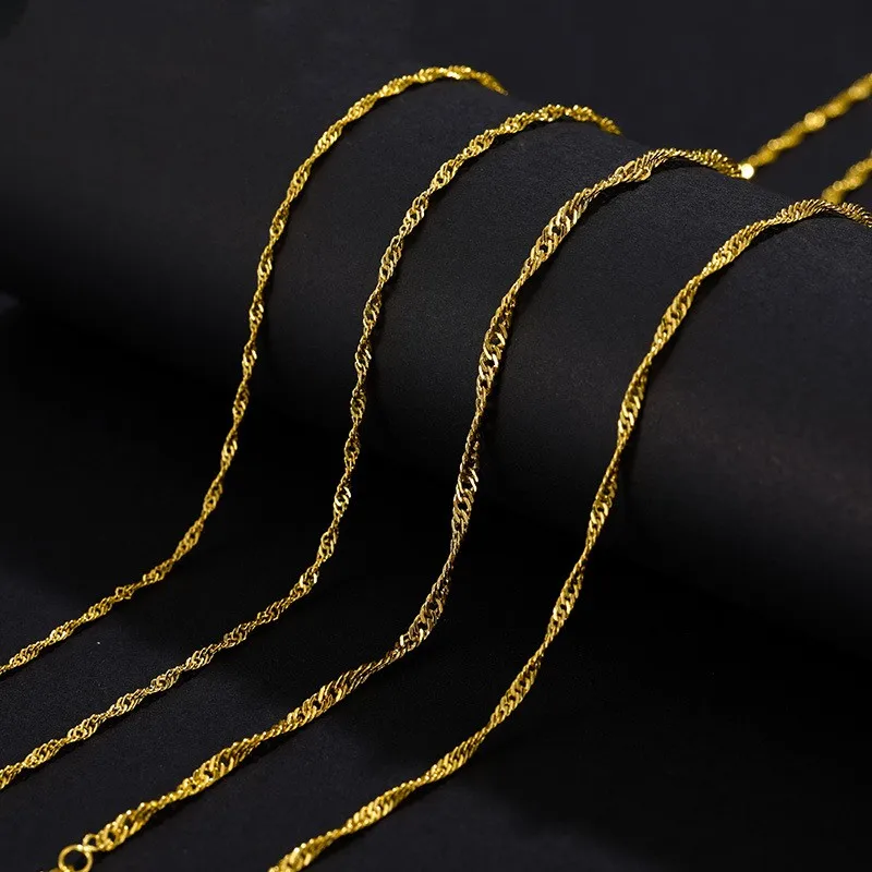 

Classical 24K Gold Plating Chain Necklace For Women Girl Lady Gilding Charm Jewelry Link Jewelry Exquisite Fine Delicate Jewelry