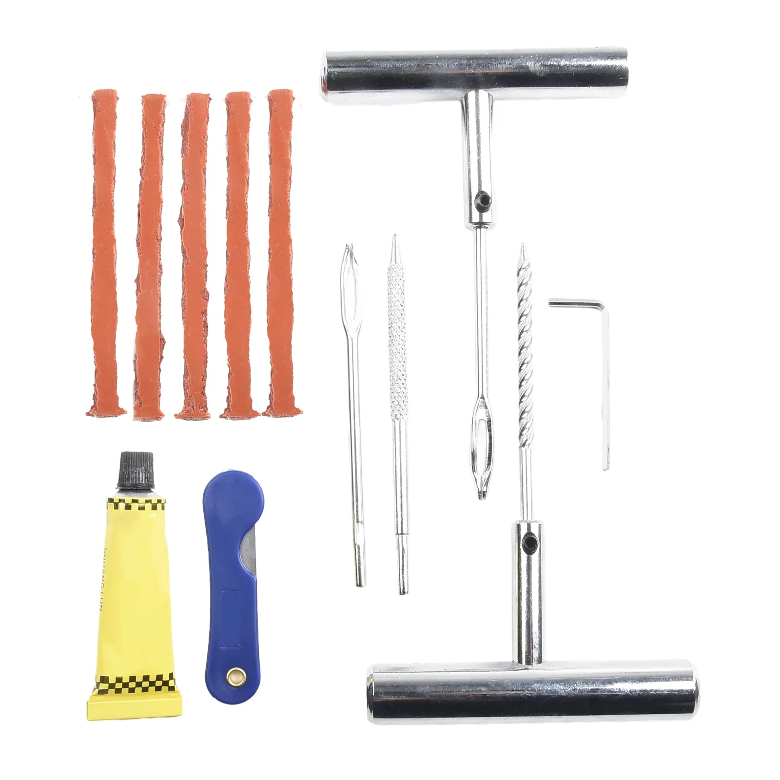Auto Tire Repair Set Puncture Repair Tools Car Duty Tubeless Kit Rivet Tool Set Heavy Duty T-handle Design Blue Plastic+Alloy
Auto Tire Repair Set Puncture Repair Tools Car Duty Tubeless Kit Rivet Tool Set Heavy Duty T-handle Design Blue Plastic+Alloy