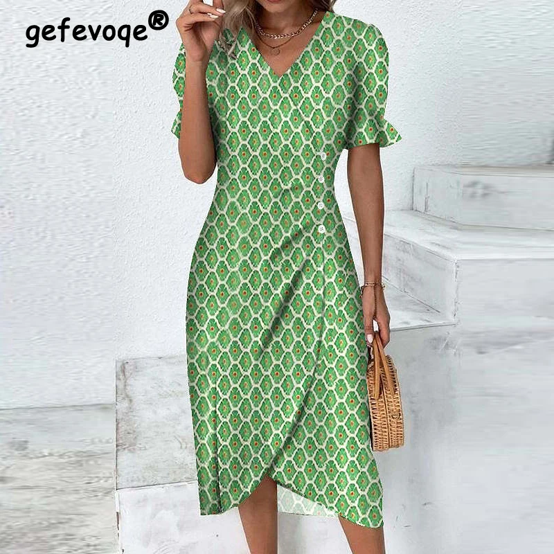 Women's Clothing Summer Ruched High Waist Irregular Elegant Party Dresses Fashion Print V Neck Short Sleeve Midi Dress Vestidos
Women's Clothing Summer Ruched High Waist Irregular Elegant Party Dresses Fashion Print V Neck Short Sleeve Midi Dress Vestidos