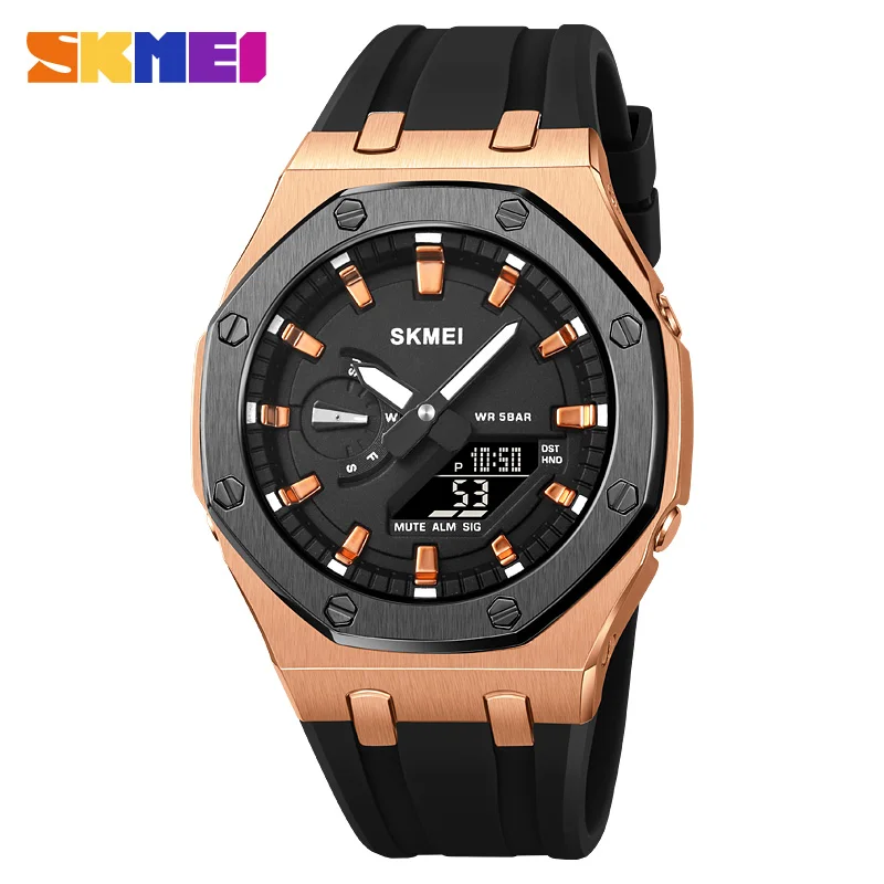 

SKMEI Brand Outdoor Sport Watch Men Multifunction Watches 2 Time Chrono Digital Wristwatches 50m Waterproof Quartz Wristwatches