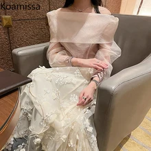Koamissa Woman Sweet Two Pieces Set Mesh Sexy Off Shoulder Shirt Appliques Flower Maxi Skirt Fashion Suit Girls Chic 2pieces Set
Koamissa Woman Sweet Two Pieces Set Mesh Sexy Off Shoulder Shirt Appliques Flower Maxi Skirt Fashion Suit Girls Chic 2pieces Set
