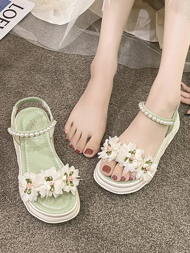 

Sandals Flat Summer Shoes Woman Clogs Wedge Suit Female Beige Med Espadrilles Platform Clear Heels New Without Black Medium