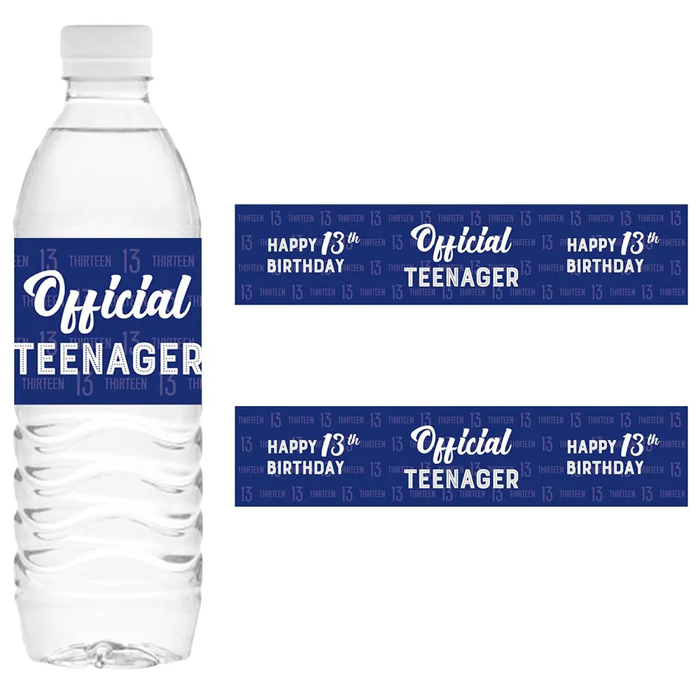 Happy 13th Teen water Bottle label - Happy 13th Birthday sticker Boy label, fun 13th birthday party decoration - blue
Happy 13th Teen water Bottle label - Happy 13th Birthday sticker Boy label, fun 13th birthday party decoration - blue
