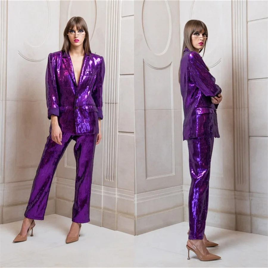 Glitter Sequin Women Suits sets 2 Pieces Blazer+Pants Elegant Sexy Single Breasted Formal Prom Evening Custom Made Free Shiping
Glitter Sequin Women Suits sets 2 Pieces Blazer+Pants Elegant Sexy Single Breasted Formal Prom Evening Custom Made Free Shiping