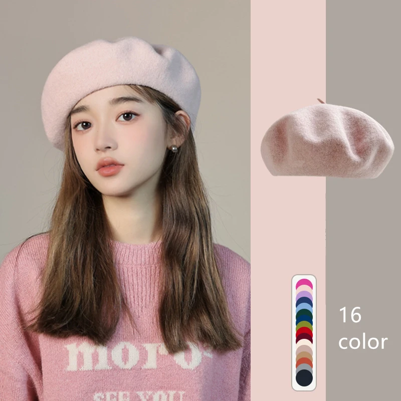 Dopamine Solid Color Wool Beret Female Korean Version Fashion Artist Hat Autumn Winter Korean Literary Vintage Woolen Skullies
Dopamine Solid Color Wool Beret Female Korean Version Fashion Artist Hat Autumn Winter Korean Literary Vintage Woolen Skullies