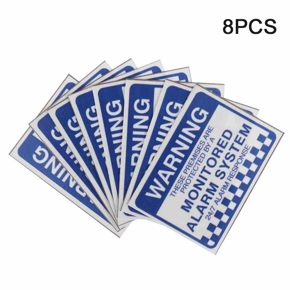 

8pcs Removable Sign PVC Waterproof Easy Apply Self Adhesive Notice Warning Security Stickers Home Office Monitored Alarm System