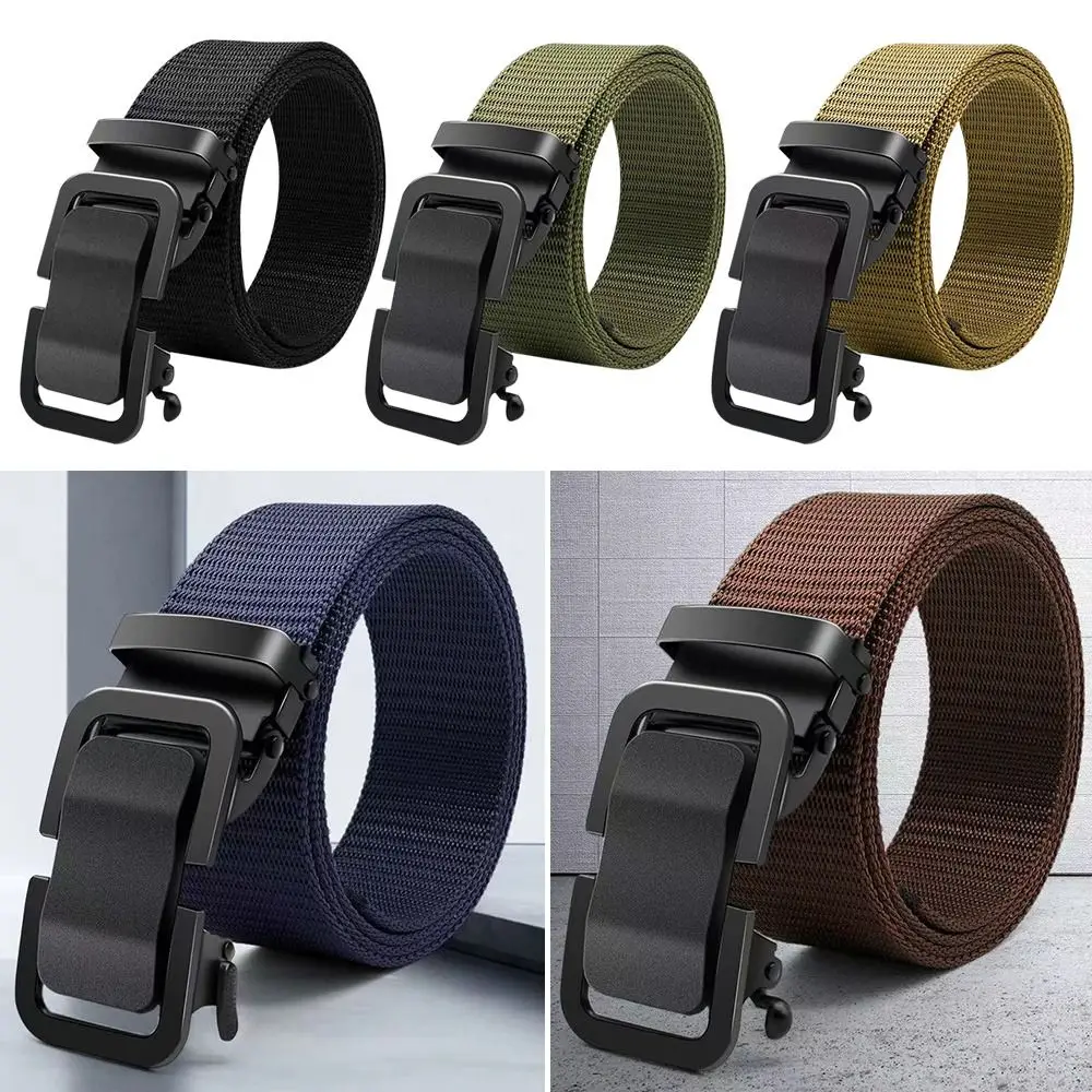 

Trendy Business Casual Luxury Brand Canvas Strap Nylon Braided Belt Weave Waist Band Automatic Buckle Waistband