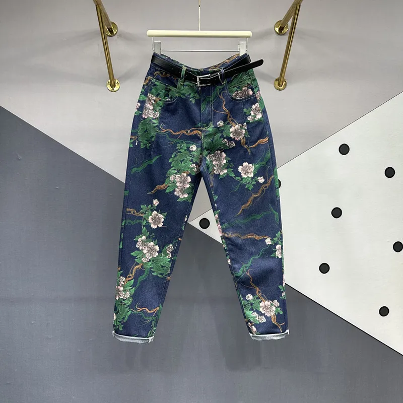 Baggy Dark Blue Jeans Women 2023 Summer New Vintage High Waist Jeans Flower Printing Ankle-length Harem Pants Women Mom Jeans
Baggy Dark Blue Jeans Women 2023 Summer New Vintage High Waist Jeans Flower Printing Ankle-length Harem Pants Women Mom Jeans