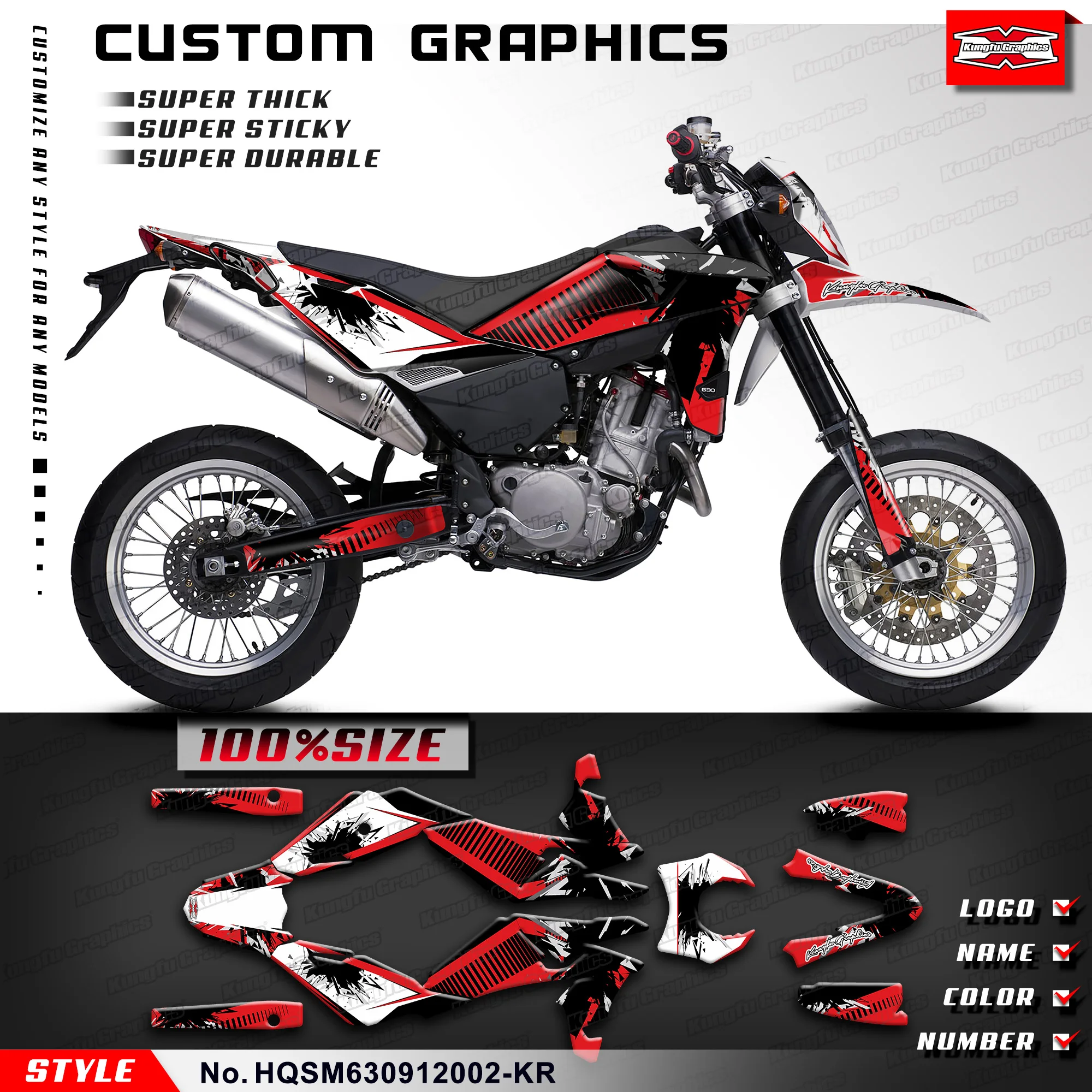 KUNGFU графические Наклейки на заказ, комплект виниловой пленки для Husqvarna TE SM SMS 630 2009 2010 2011, HQSM630912002-KR
KUNGFU графические Наклейки на заказ, комплект виниловой пленки для Husqvarna TE SM SMS 630 2009 2010 2011, HQSM630912002-KR