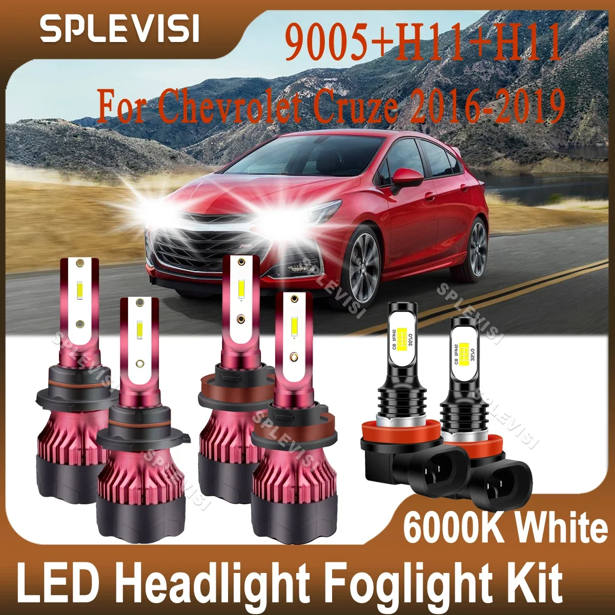 

CSP Chips 360-degree Luminescence Bright White Kit For Chevrolet Cruze 2016 2017 2018 2019 High Low Beam 9005 H11 Foglight H11