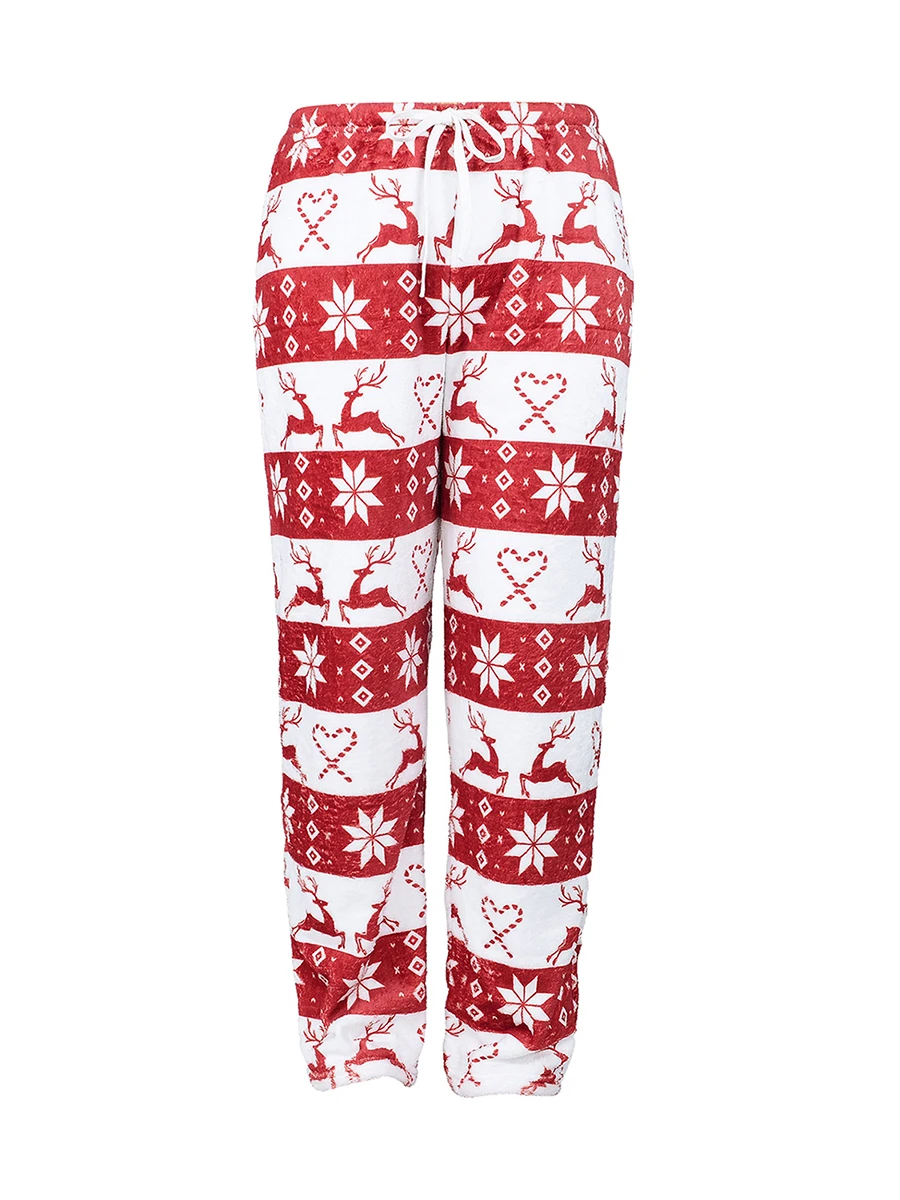 

Women Christmas Pj Pants Snowflake Santa Claus Gnome Print Drawstring Waist Wide Leg Pajama Bottoms Holiday Sleep Trousers