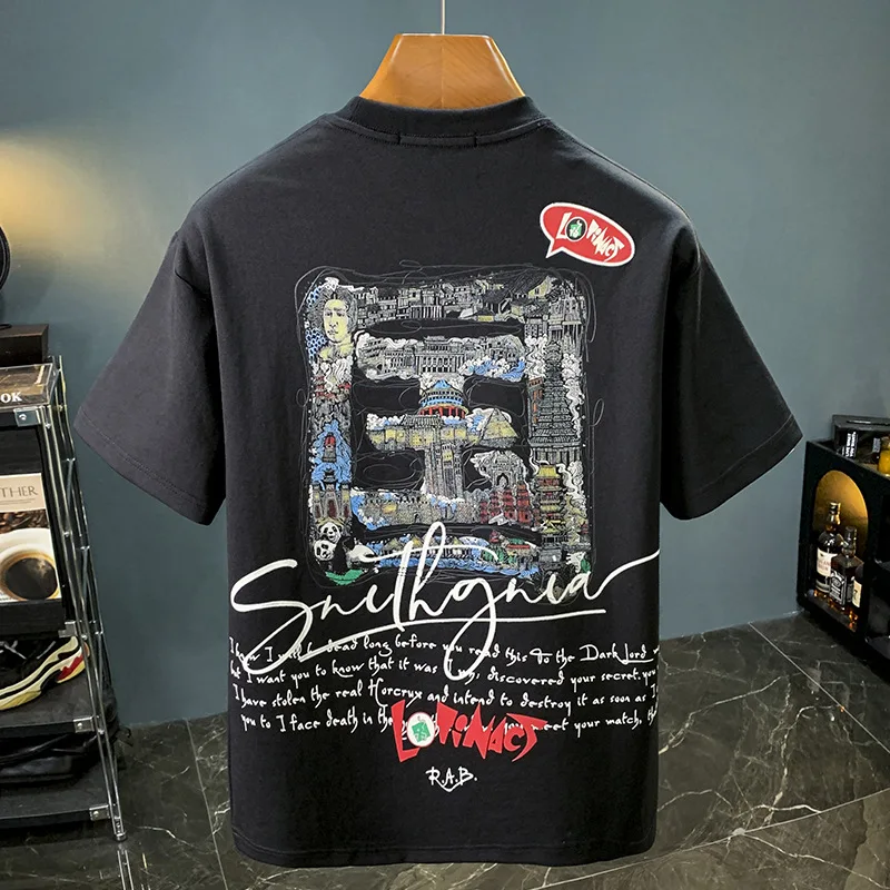 Summer Thin T-shirt Men's Chinese Style Printed Loose Short Sleeve Men's round Neck Half Sleeve High-End and Fashionable Clothes
Summer Thin T-shirt Men's Chinese Style Printed Loose Short Sleeve Men's round Neck Half Sleeve High-End and Fashionable Clothes