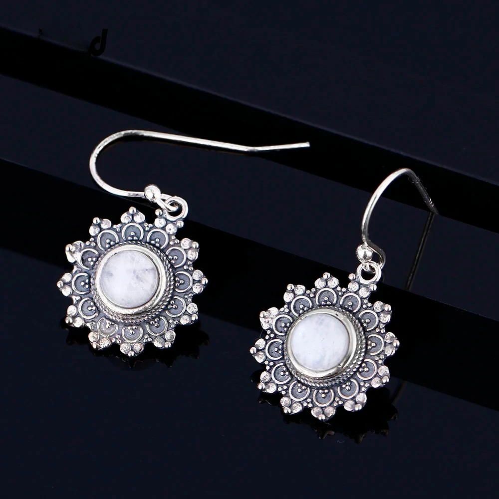 925 Sterling Silver Earrings Snowflake Jewelry Natural Moonstone Earrings for Women Wedding Party Engagement Gift 
925 Sterling Silver Earrings Snowflake Jewelry Natural Moonstone Earrings for Women Wedding Party Engagement Gift