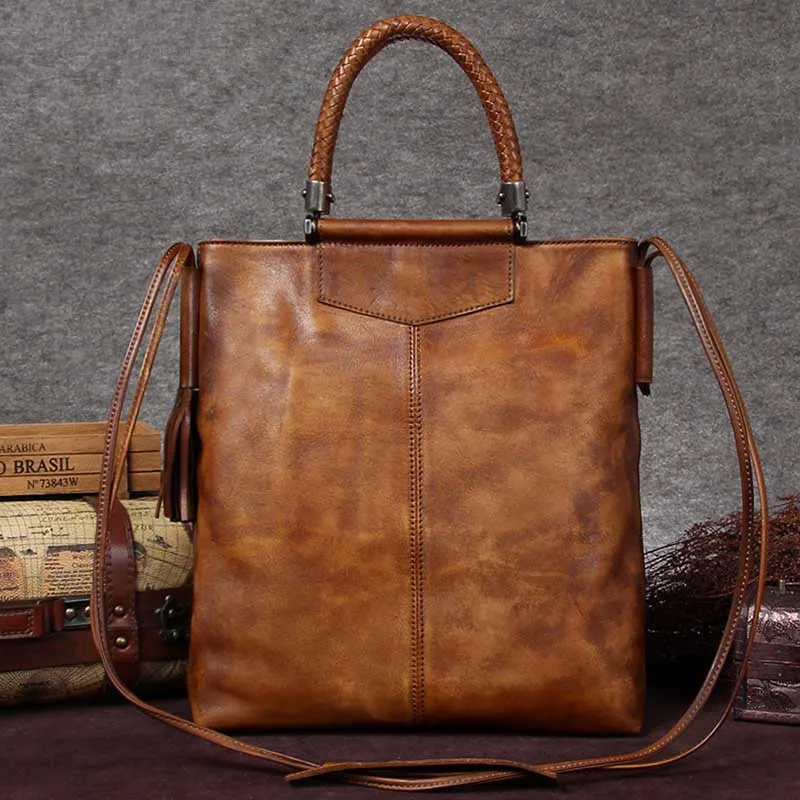

Women Handbag Female Shoulder Messenger Bag Large Capacity Vintage Bags Cowhide Leather Retro 2020 New Cow Leather Silt Pocket