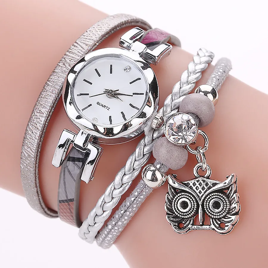 Для женщин и девочек часы аналоговые кварцевые Кулон Сова женская одежда браслет