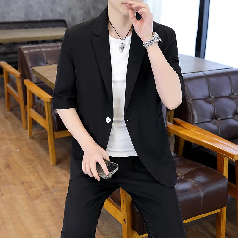 

Мужской пиджак 6812-2023, Корейская версия, облегающий Одноместный деловой повседневный мужской костюм в западном стиле