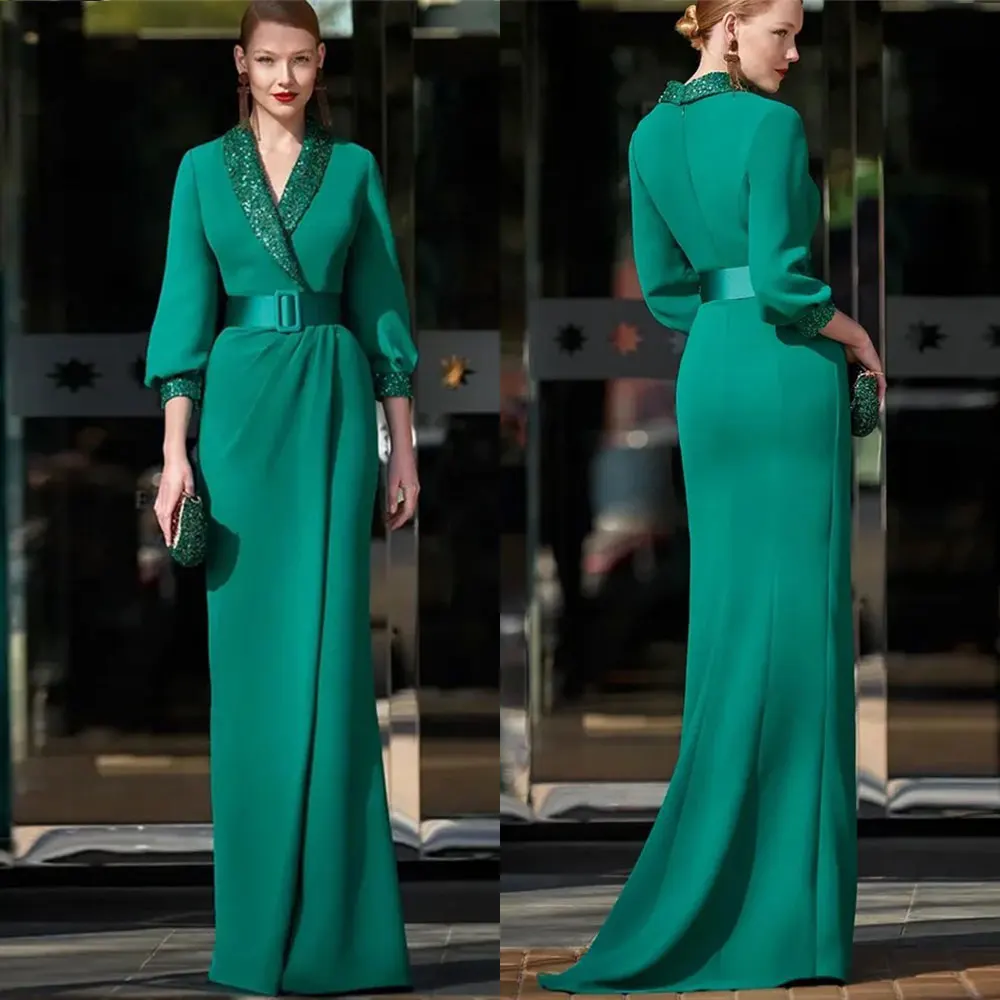 Dubai Green Satin Evening Dresses Elegant Women 2024 Straight Sequin V Collar Reception Gowns 3/4 Long Sleeve Wedding Party Robe
Dubai Green Satin Evening Dresses Elegant Women 2024 Straight Sequin V Collar Reception Gowns 3/4 Long Sleeve Wedding Party Robe