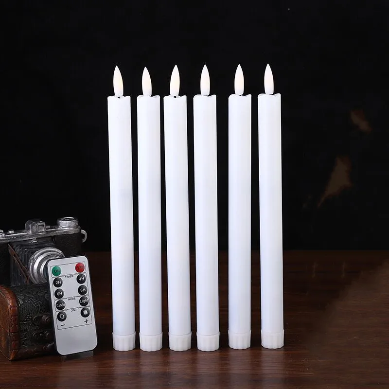 

12pcs Remote controlled Led taper candles 3D Wick Candlestick w/Timer function Battery Operated Home Party Stick candle Lighting
