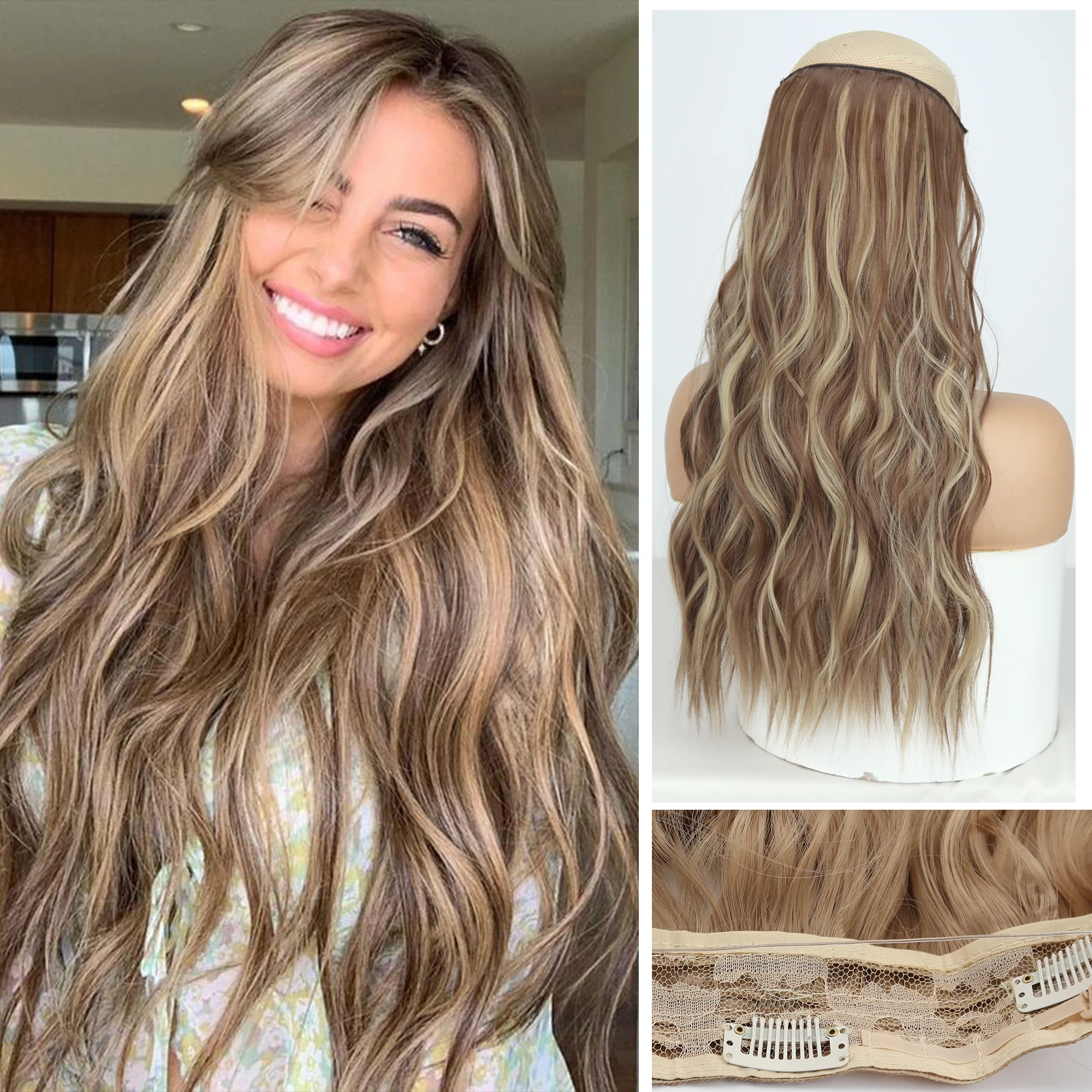 XINRAN Wire Hair Synthetic Long Wavy Hair Extensions with Transparent Headband Adjustable Size Fish Line Secret Hairpieces 
XINRAN Wire Hair Synthetic Long Wavy Hair Extensions with Transparent Headband Adjustable Size Fish Line Secret Hairpieces