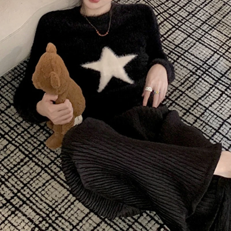 Women's Sweater Autumn Long Sleeve Pullovers O Neck Star Print Knitwears Streetwear Crewneck Casual Outfits Winter Y2k
Women's Sweater Autumn Long Sleeve Pullovers O Neck Star Print Knitwears Streetwear Crewneck Casual Outfits Winter Y2k