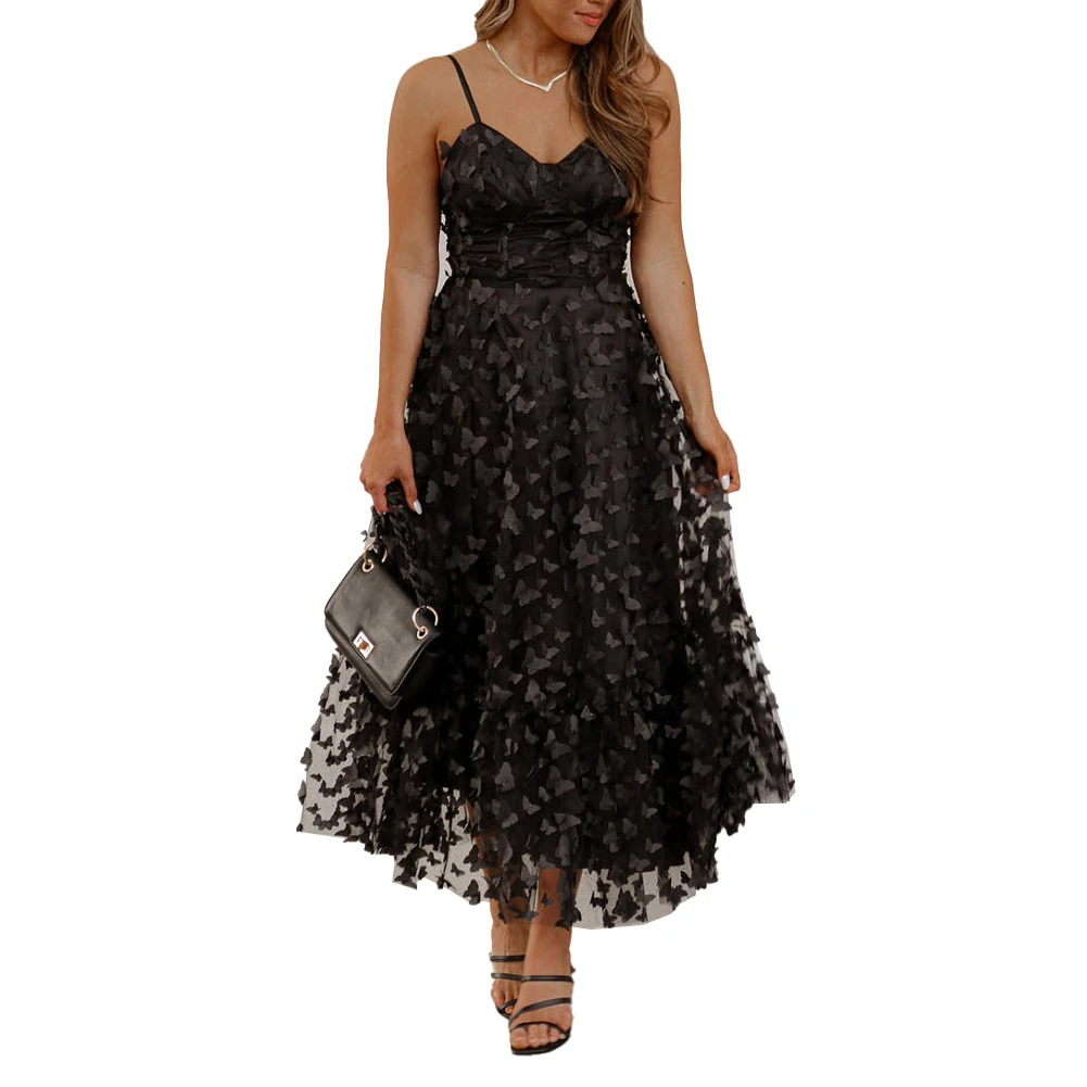 Fashionable Women's Maxi Dress with Mesh and Floral Design Sleeveless V Neck High Waist Perfect for Nights Out
Fashionable Women's Maxi Dress with Mesh and Floral Design Sleeveless V Neck High Waist Perfect for Nights Out