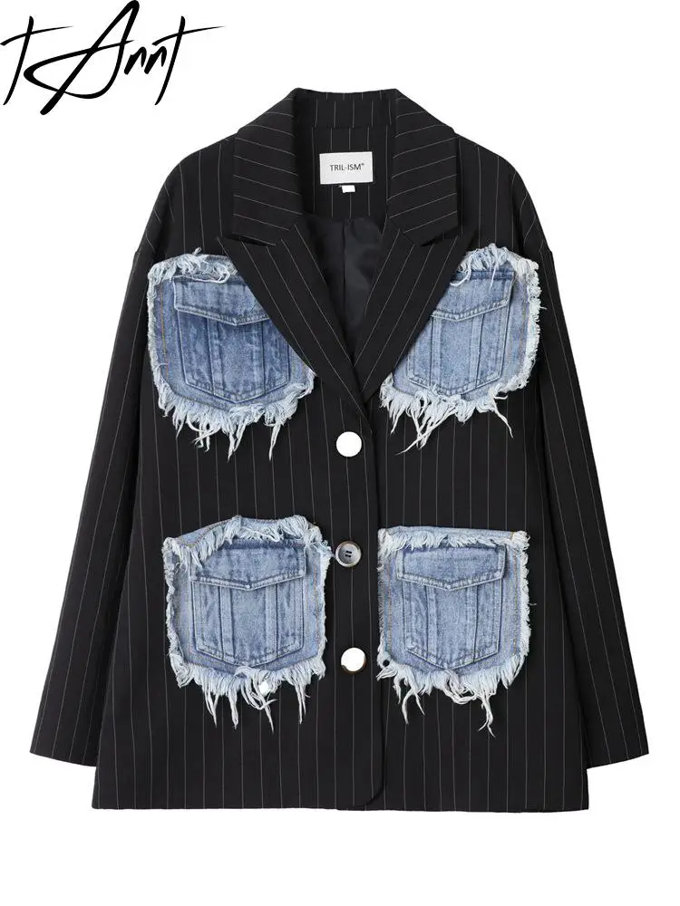 Tannt Women Blazer Denim Patchwork Stripes Oversize Winter Jacket Color Matching Vintage Loose Casual Long Suit Coats 2023 New
Tannt Women Blazer Denim Patchwork Stripes Oversize Winter Jacket Color Matching Vintage Loose Casual Long Suit Coats 2023 New