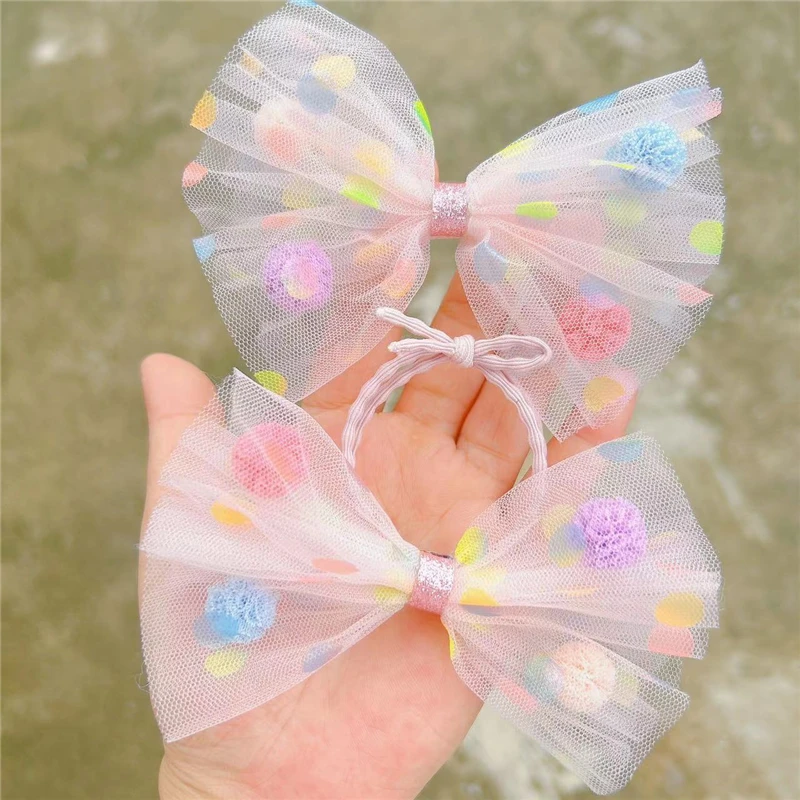 

8Pcs/Lot Korean New Simple Cute Dot Yarn Large Bow Duckbill Clip for Sweet Girl Children Fashion Hairpins Hair Accessories
