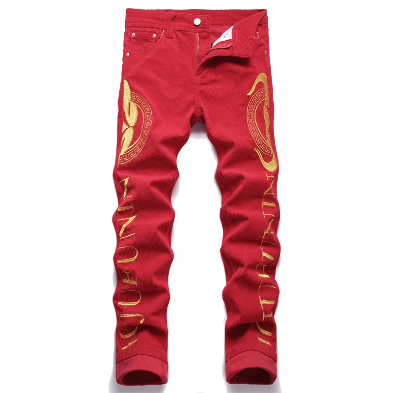 Light Luxury Men’s Street Fashion Corduroy Long Pants,Letters Embroidery Slim-fit Red Casual Pants,Youth Trendy Sexy Pants;
Light Luxury Men’s Street Fashion Corduroy Long Pants,Letters Embroidery Slim-fit Red Casual Pants,Youth Trendy Sexy Pants;