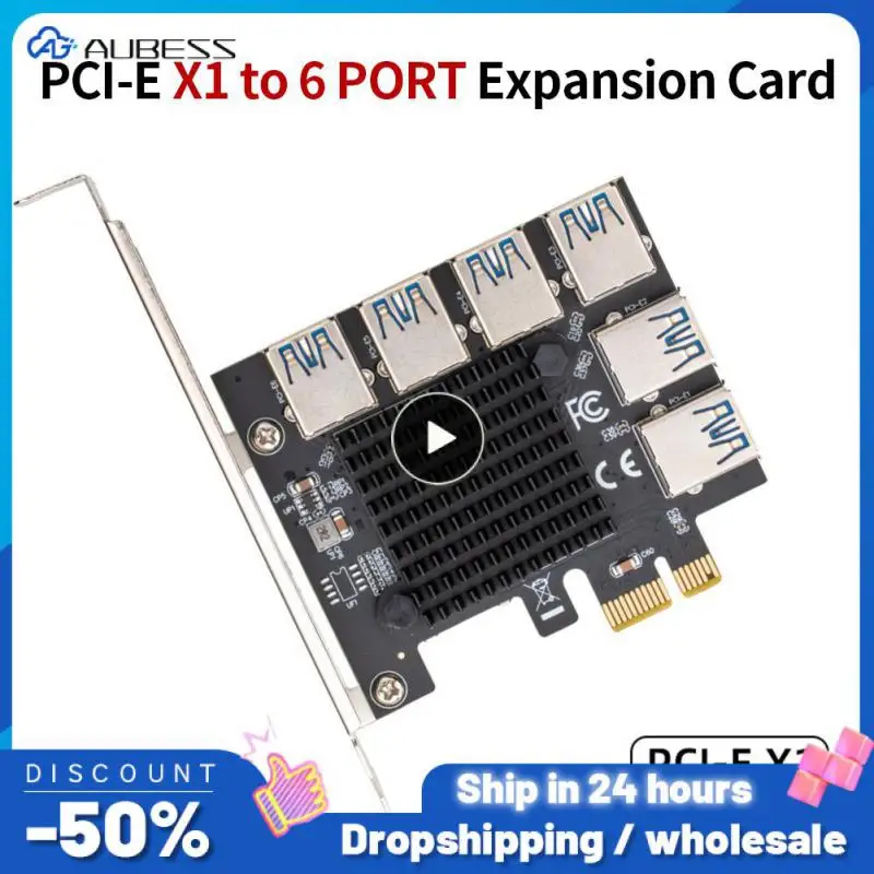 

Computer Expansion Card Adapter For Btc Mining Miner Pci Express Multiplier Pci-e 4x 1 To 6 Usb 3.0 6 Slots Pc Gamer Accessories