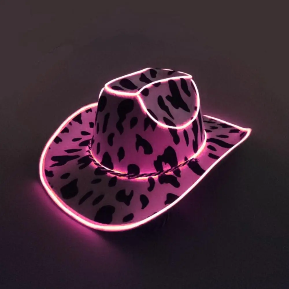 

Pink Space Cowgirl Hat Costume Accessories Wide Brim Holographic Western Cowboy Hat Cosplay Prop LED Luminous Cowboy Hat Party