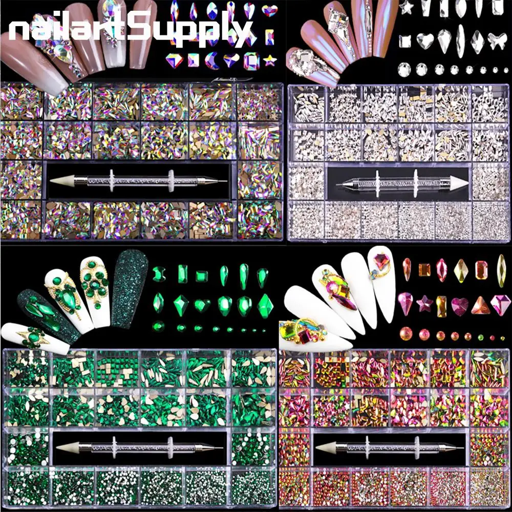 Luxury Shiny Diamond Nail Art Rhinestones Kit Glass Crystal Decorations Set 1pcs Pick Up Pen AB Glass Manicure Decoration Gems
Luxury Shiny Diamond Nail Art Rhinestones Kit Glass Crystal Decorations Set 1pcs Pick Up Pen AB Glass Manicure Decoration Gems