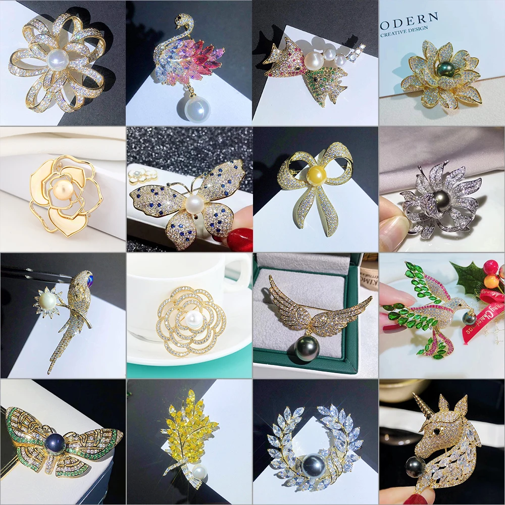 New Plated Micro-inlaid Zircon Pearl Animal Brooches for Women Accessories CZ Lotus Butterfly Bow Brooch Pins Fashion Jewelry
New Plated Micro-inlaid Zircon Pearl Animal Brooches for Women Accessories CZ Lotus Butterfly Bow Brooch Pins Fashion Jewelry