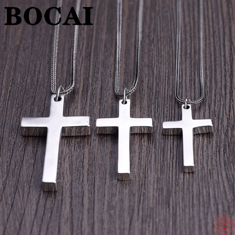 BOCAI 925 Sterling Silver Pendants Simple Fashion Cross Charm Dangle Jewelry Men's Women's Pure Argentum Jesus Christ Amulet
BOCAI 925 Sterling Silver Pendants Simple Fashion Cross Charm Dangle Jewelry Men's Women's Pure Argentum Jesus Christ Amulet