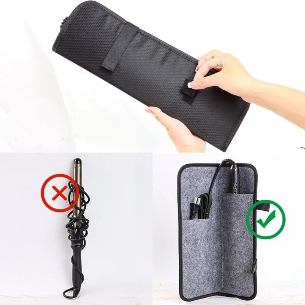 

Nylon Hair Straightener Storage Bag Black Easy Carrying Curler Curler Iron Pouch Hair Styling Tool Heat Resistant Mat Pad Home