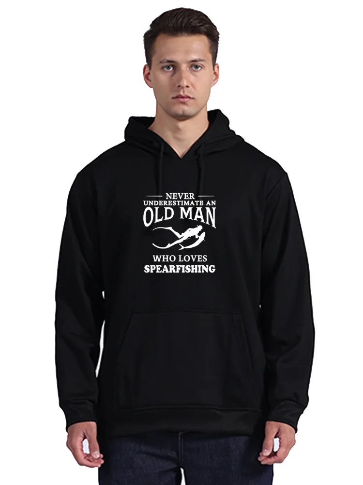 

Never Underestimate An Old Man Loves Spearfishing Hoodie Graphic Birthday Gift Fishing Scuba Diving Sport Hoody Sweatshirt