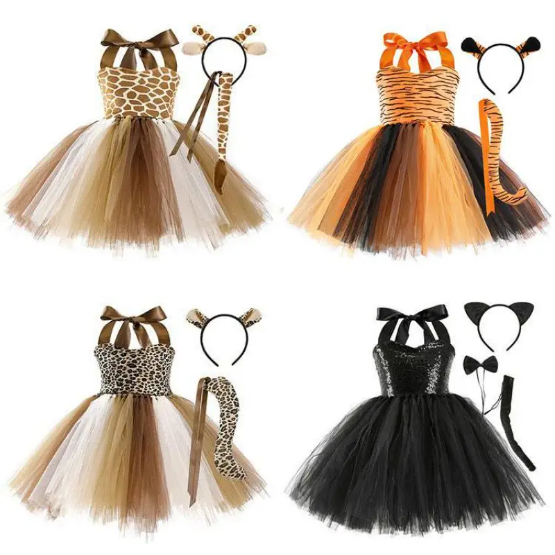 Girls Jungle Animal Tutu Dress For Halloween Costume Tiger Giraffe Cows Cosplay Birthday Party Clothing Kids Performance Dresses
Girls Jungle Animal Tutu Dress For Halloween Costume Tiger Giraffe Cows Cosplay Birthday Party Clothing Kids Performance Dresses
