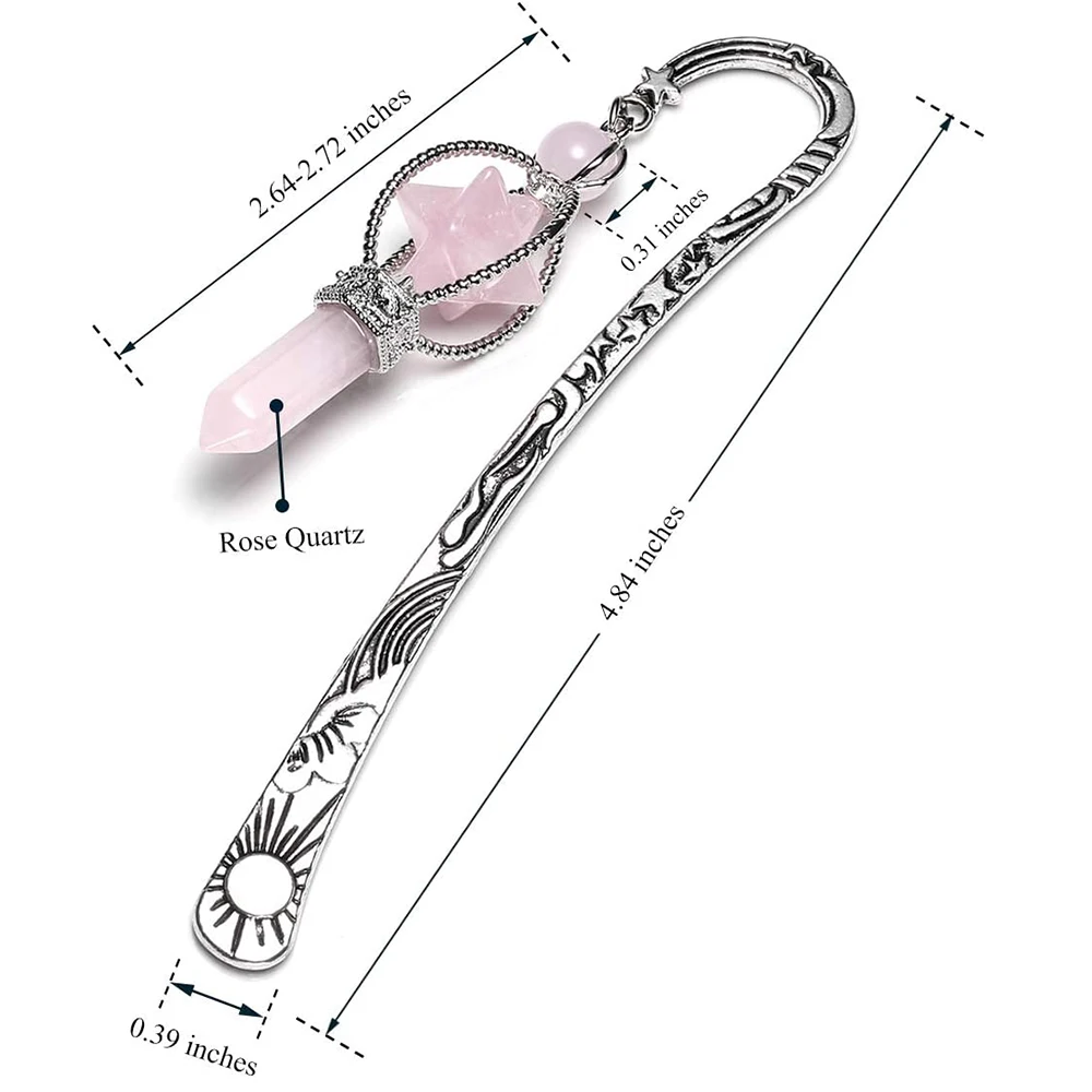 Vintage Silver Metal Bookmarks for Women Amethyst Rose Quartz Crystal Points Merkaba Star Pendant Bookmarks for Girl
Vintage Silver Metal Bookmarks for Women Amethyst Rose Quartz Crystal Points Merkaba Star Pendant Bookmarks for Girl
